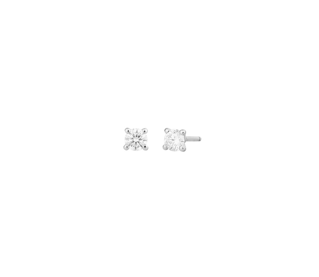 Boucles d'oreilles puces 4 griffes en or blanc - 0,2ct