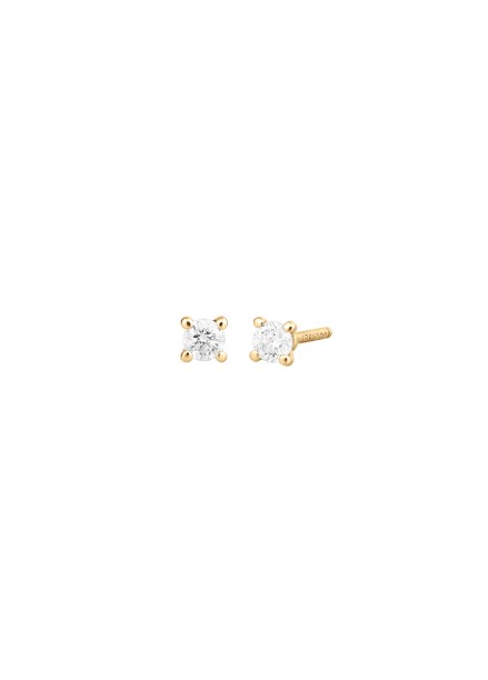 Boucles d’oreilles quatre griffes - Or jaune 18K (2,00 g), 2 diamants 0,60 ct - Courbet