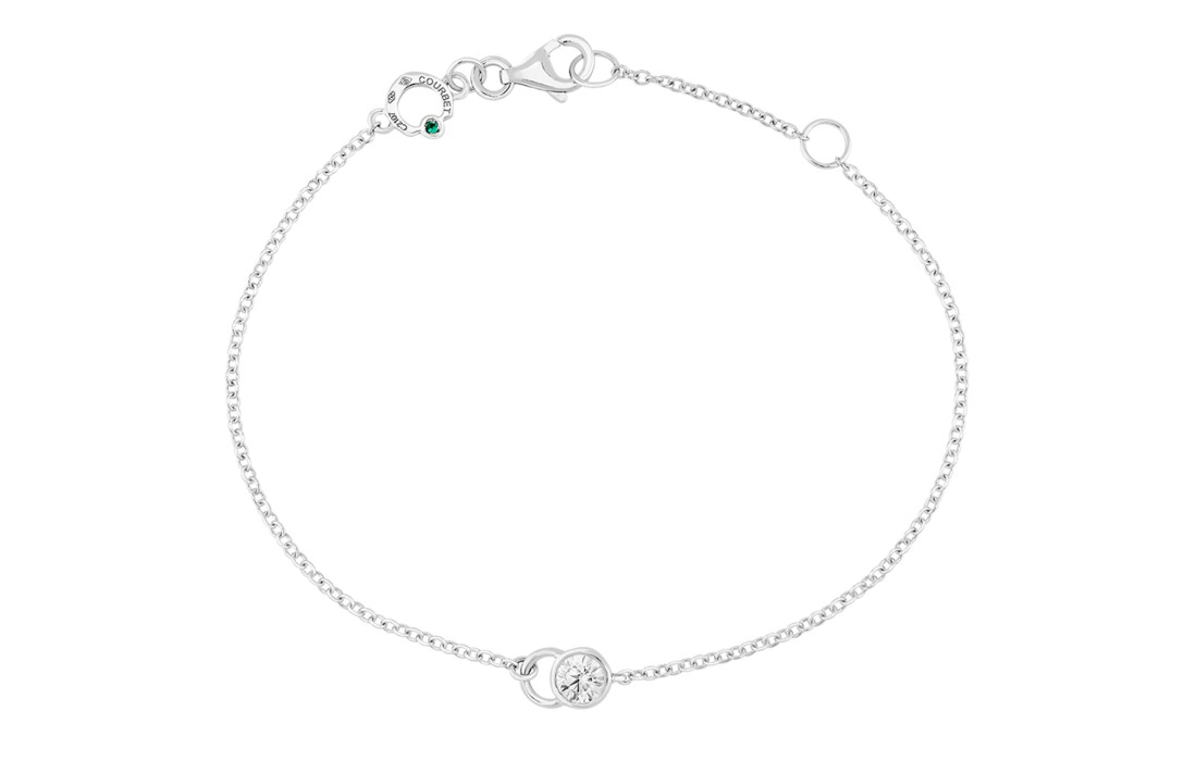 Bracelet CO - Or blanc 18K (1,50 g), diamant 0,1 carat - Courbet