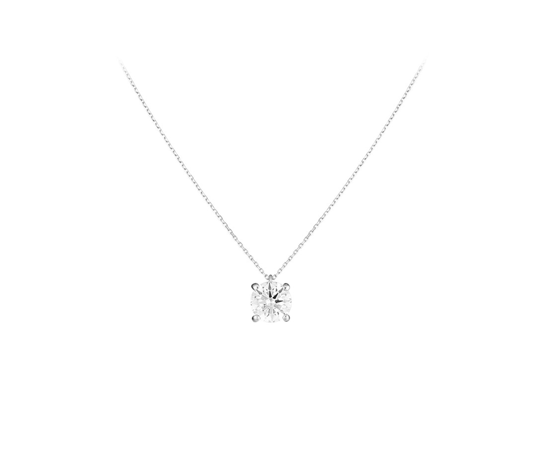 Collier quatre griffes - Or blanc 18K (3,20 g), diamant 2 ct - Vue 1