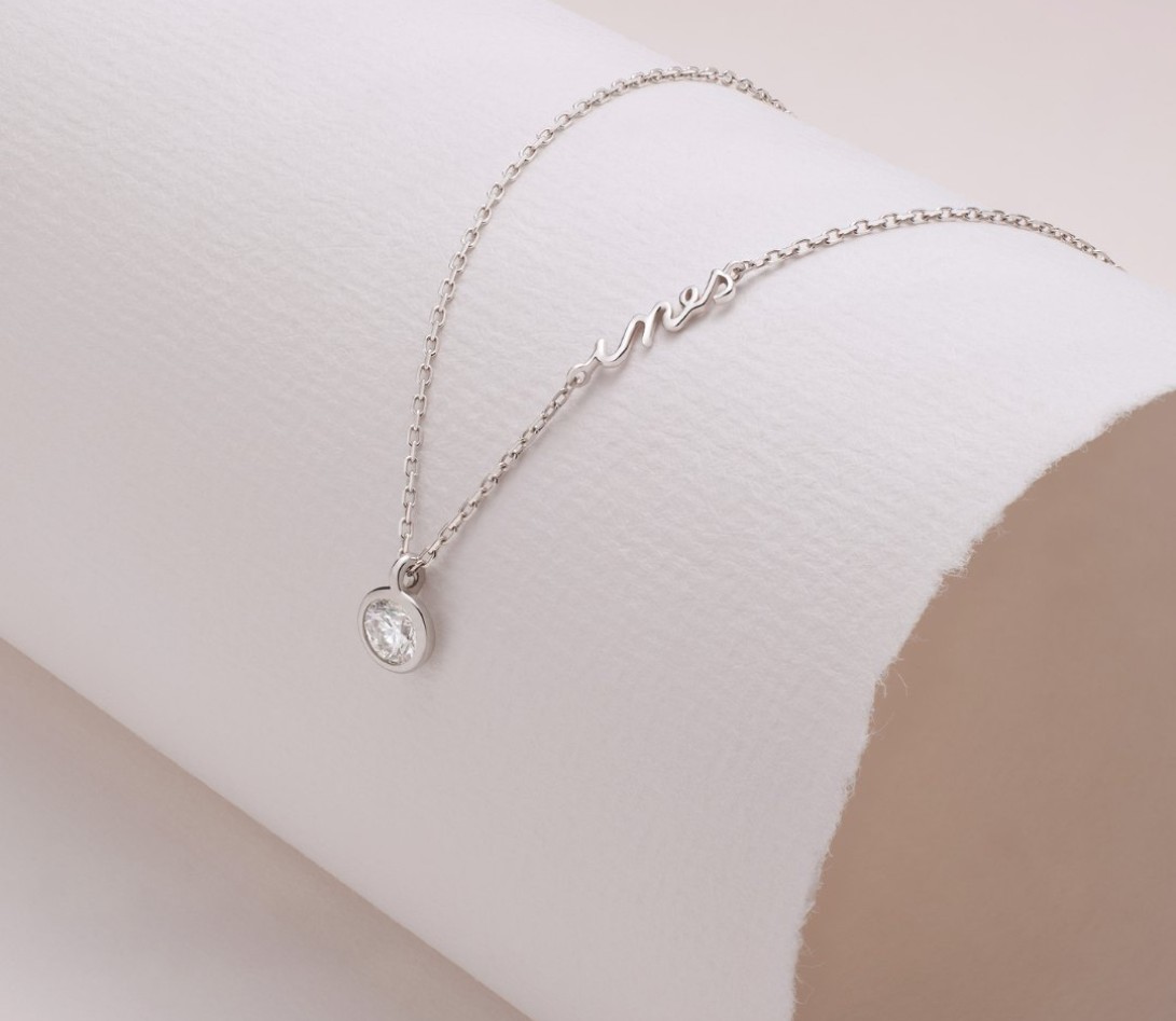 Collier Origine personnalisé - Or blanc 18K (1,70 g), diamants 0,3 cts - Vue 8