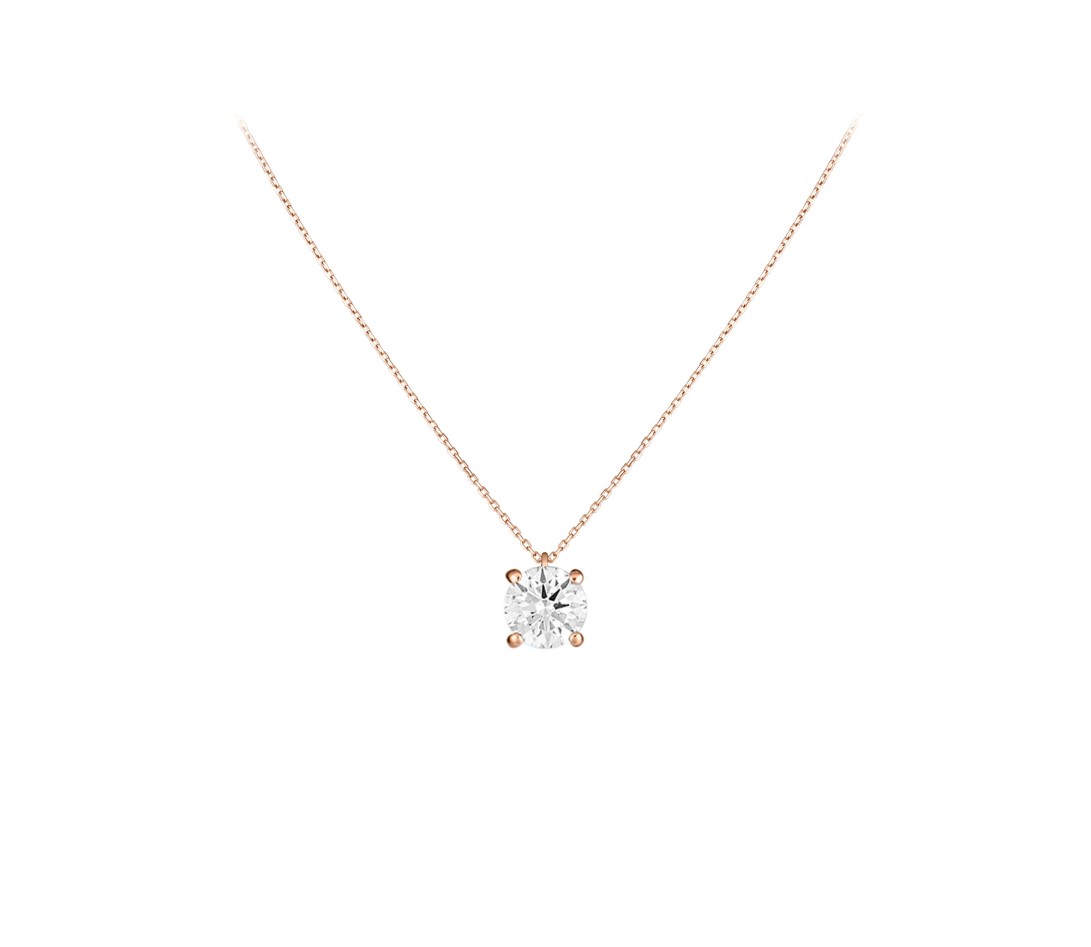 Collier 4G en or rose et diamants de synthèse 2ct