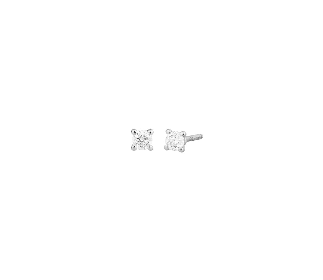 Boucles d'oreilles puces 4 griffes en or blanc - 0,1ct