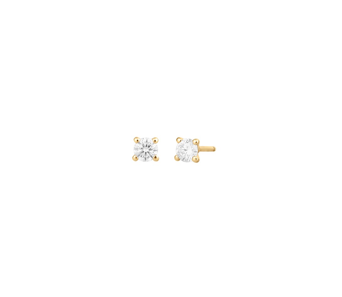 Boucles d'oreilles puces 4 griffes en or rose - 0,2ct