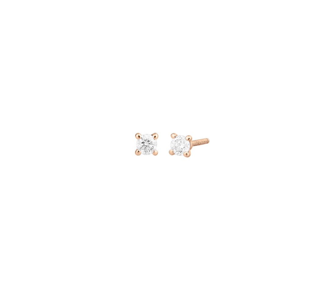 Boucles d'oreilles puces 4 griffes en or rose - 0,1ct